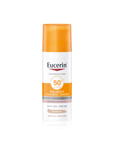 Eucerin Sun Pigment Control Tinted грижа-защита срещу хиперпигментация на кожата SPF 50+ цвят Medium 50 мл.