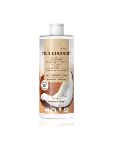 Eveline Cosmetics Rich Coconut мицеларна вода и тоник 2 в 1 500 мл.