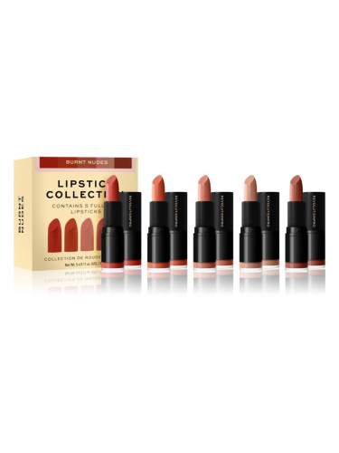 Revolution PRO Lipstick Collection сатенено червило подаръчен комплект цвят Burnt Nudes 5x3,2 гр.