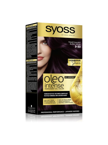 Syoss Oleo Intense перманентната боя за коса с олио цвят 3-33 Rich Plum 1 бр.