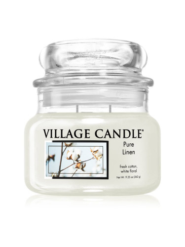 Village Candle Pure Linen ароматна свещ  (Glass Lid) 262 гр.