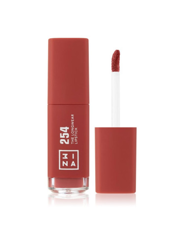 3INA The Longwear Lipstick дълготрайно течно червило цвят 254 - Dark pink nude 6 мл.