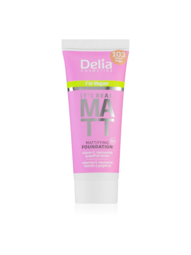 Delia Cosmetics It's Real Matt матиращ фон дьо тен цвят 103 Warm Beige 30 мл.