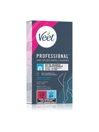 Veet Professional Sensitive Skin восъчни ленти за епилация за чувствителна кожа 40 бр.