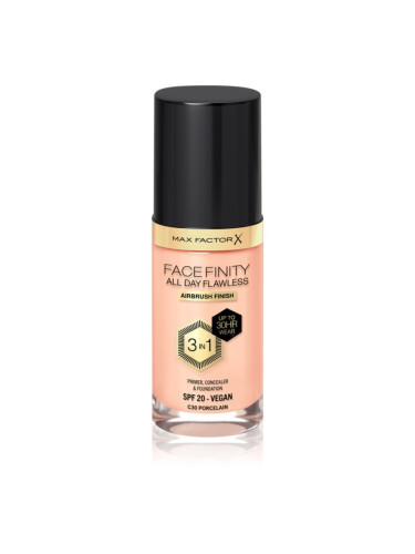 Max Factor Facefinity All Day Flawless дълготраен фон дьо тен SPF 20 цвят 30 Porcelain 30 мл.