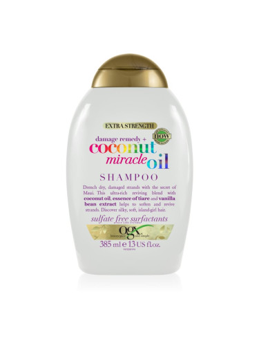 OGX Coconut Miracle Oil подсилващ шампоан за увредена коса с кокосово масло 385 мл.