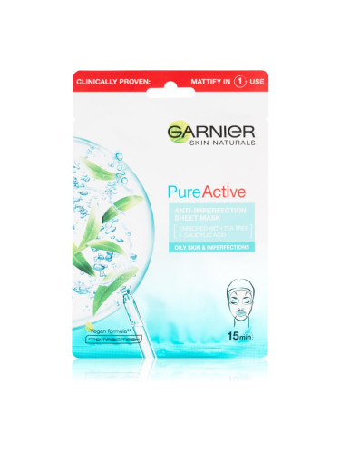 Garnier Skin Naturals Pure Active платнена маска с почистващ ефект 28 гр.