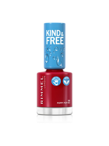 Rimmel Kind & Free лак за нокти цвят 156 Poppy Pop Red 8 мл.