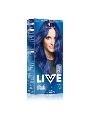 Schwarzkopf LIVE Ultra Brights or Pastel полуперманентна боя за коса цвят 095 Electric Blue 1 бр.