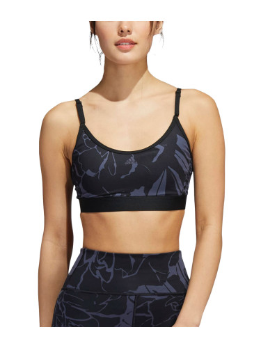 ADIDAS Light-Support Flower-Print Bra Black