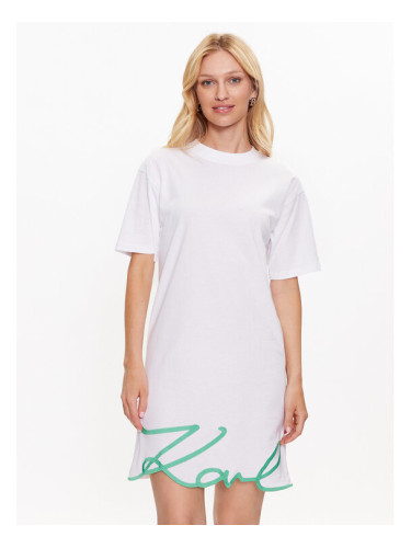 KARL LAGERFELD Ежедневна рокля Signature 231W1357 Бял Relaxed Fit