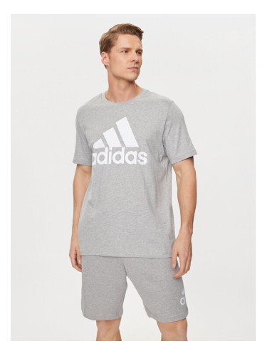 adidas Тишърт Essentials Single Jersey Big Logo T-Shirt IC9350 Сив Regular Fit