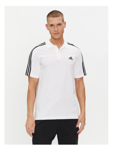 adidas Тениска с яка и копчета Essentials Piqué Embroidered Small Logo 3-Stripes Polo Shirt IC9312 Бял Regular Fit