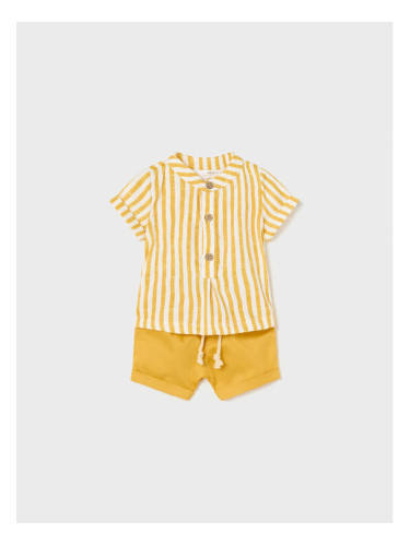 Mayoral Комплект от риза и текстилни шорти 1265 Жълт Regular Fit