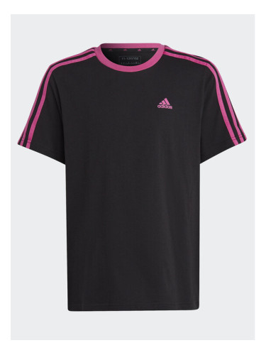 adidas Тишърт Essentials 3-Stripes Cotton Loose Fit Boyfriend T-Shirt IC3640 Черен Loose Fit