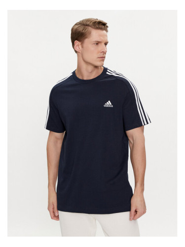 adidas Тишърт Essentials Single Jersey 3-Stripes T-Shirt IC9335 Син Regular Fit