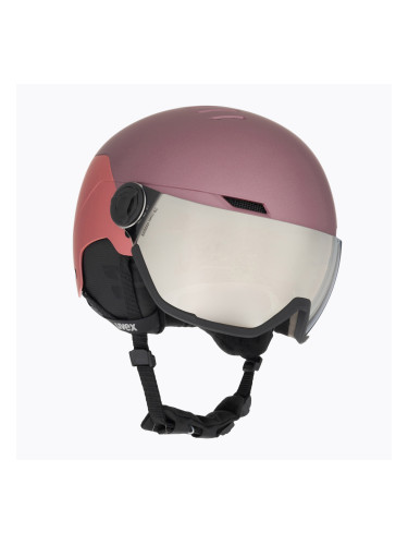 Ски каска UVEX Wanted Visor bramble antique rose matt/mirror silver smoke