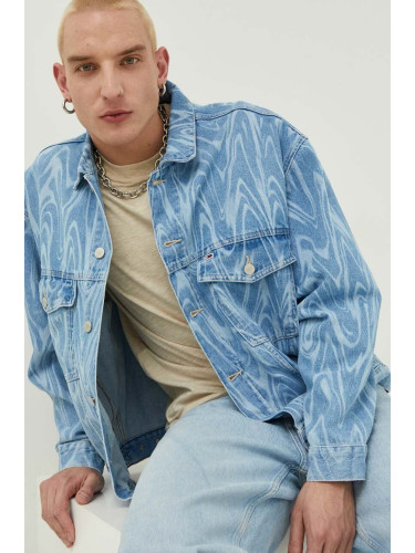 Дънково яке Tommy Jeans в синьо с преходна изолация с уголемена кройка