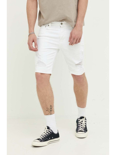 Дънков къс панталон Hollister Co. в бяло