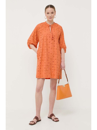 Памучна рокля Marella в оранжево къс модел със стандартна кройка