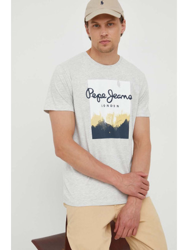 Тениска Pepe Jeans Roslyn в сиво с принт