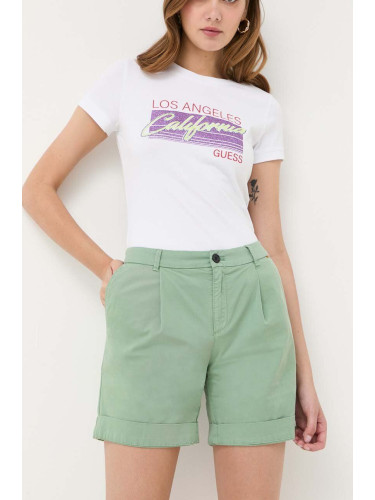Къс панталон BOSS в зелено с изчистен дизайн със стандартна талия