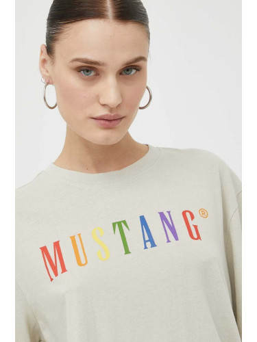 Памучна тениска Mustang в бежово