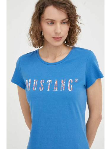 Памучна тениска Mustang в синьо