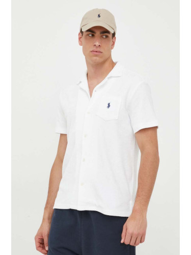 Риза Polo Ralph Lauren мъжка в бяло със стандартна кройка с класическа яка 710899170