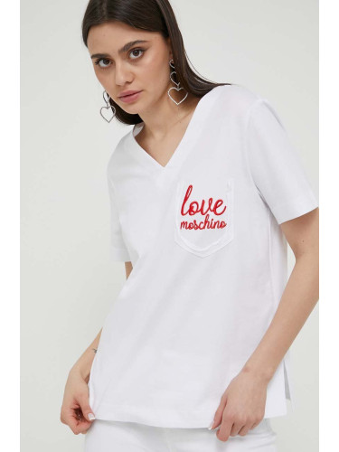 Памучна тениска Love Moschino в бяло