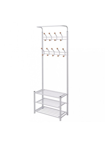 Sonata Щендер за дрехи със стелажи за обувки, 68x32x182,5 см, бял