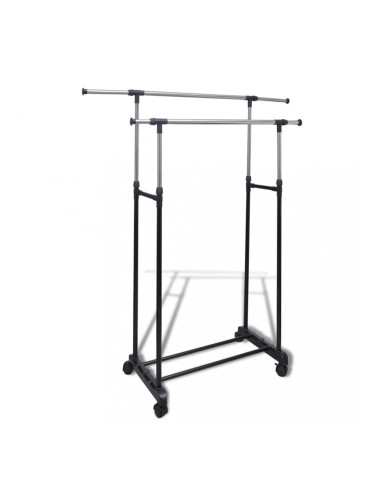 Sonata Регулируема стойка за дрехи, 4 Колела, 2 релси