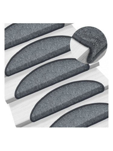 Sonata 15 бр стелки за стълбища, тъмносиви, 56x17x3 см