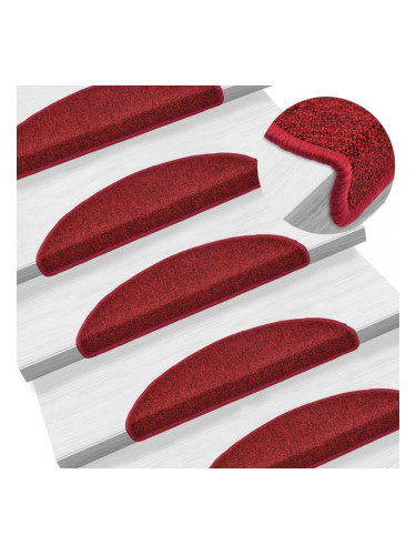 Sonata 15 бр стелки за стълбища, бордо червени, 56x17x3 см