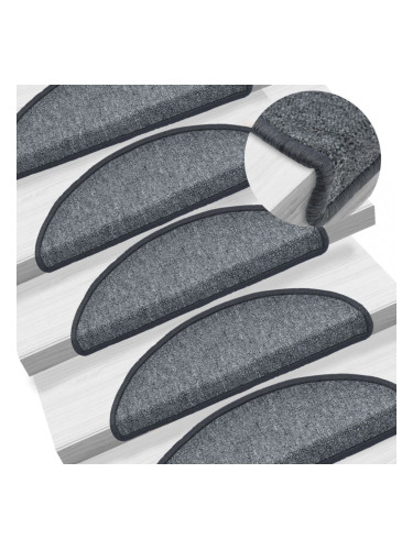 Sonata 15 бр стелки за стълбища, тъмносиви, 65x24x4 см