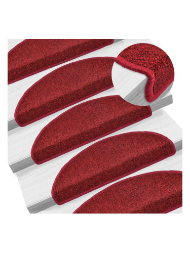Sonata 15 бр стелки за стълбища, бордо червени, 65x24x4 см