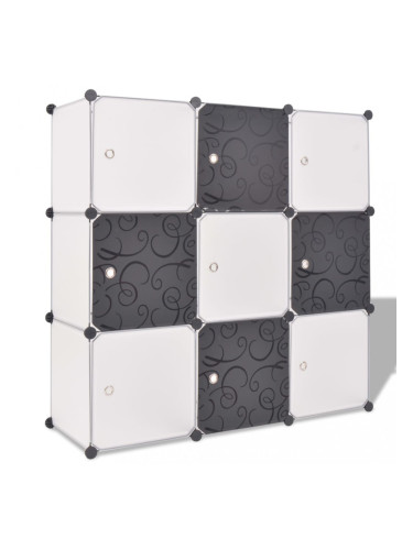 Sonata Шкаф за съхранение, на кубове, 9 отделения, чернобял