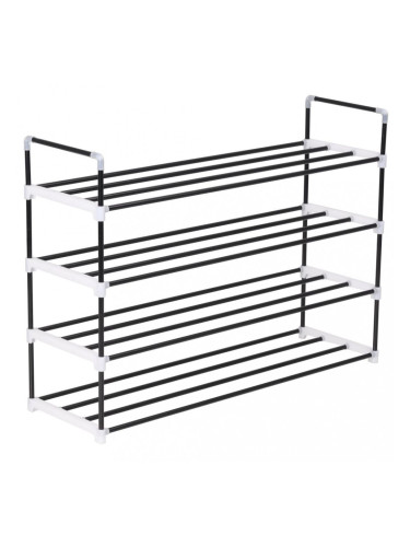Sonata Стелаж за обувки с 4 рафта, метал и пластмаса, черен