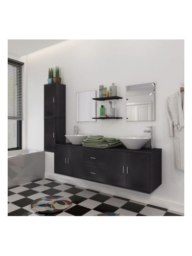 Sonata комплект мебели от 9 части и мивка за баня, черен цвят