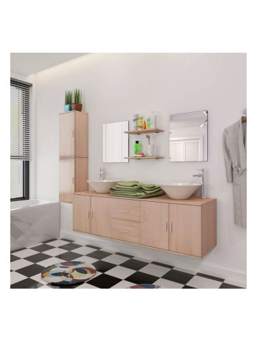 Sonata комплект мебели от 9 части и мивка за баня, бежов цвят