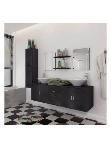 Sonata комплект мебели от 11 части и мивка за баня, черен цвят