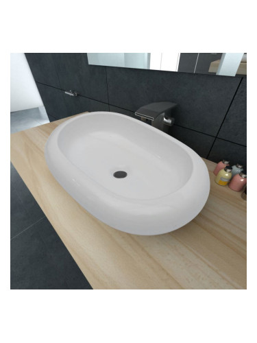 Луксозна керамична мивка, овална, бяла, 63 х 42 см