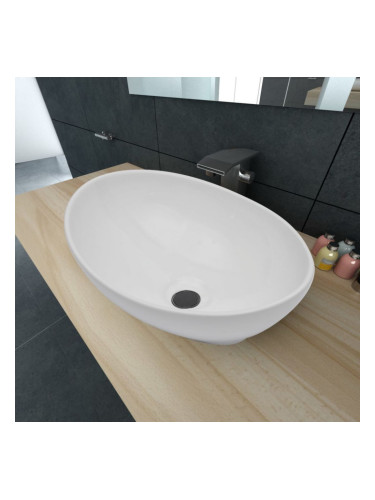 Луксозна керамична мивка, овална, бяла, 40 х 33 см