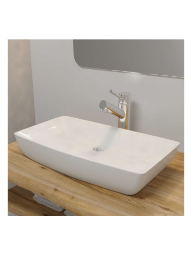 Луксозна керамична, правоъгълна, бяла, 71 х 39 см.