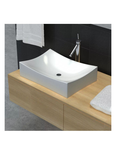 Керамична мивка в силно гланцирано бяло, за баня