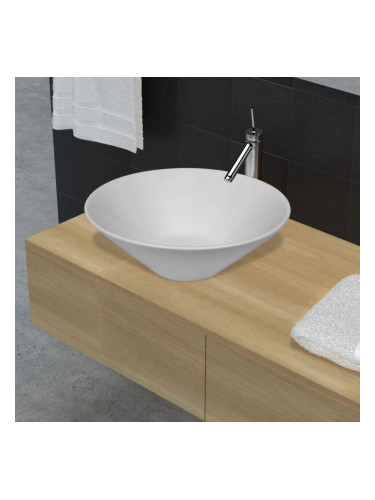 Кръгла керамична мивка за баня, бяла