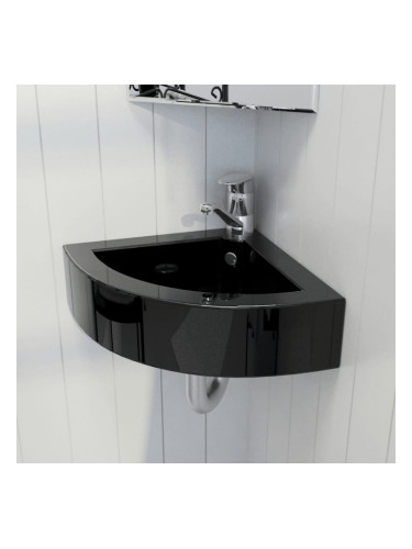 Sonata Мивка с преливник, 45x32x12,5 см, керамична, черна