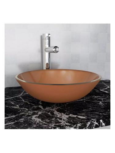 Sonata Мивка от закалено стъкло, 42 см, кафява