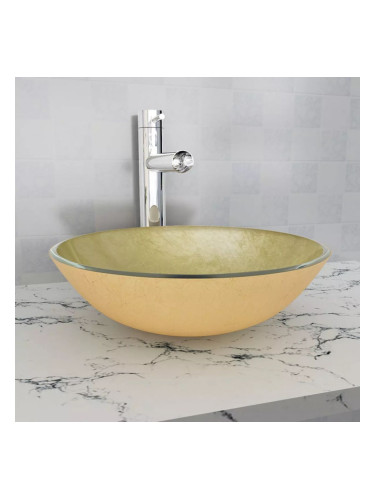 Sonata Мивка от закалено стъкло, 42 см, златиста