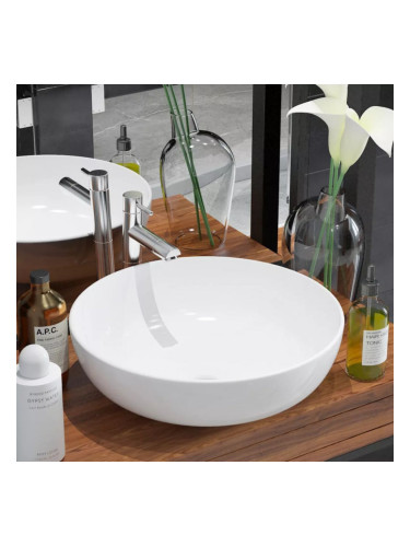 Sonata Керамична мивка, кръгла, бяла, 41,5x13,5 см